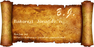 Bakonyi Jonatán névjegykártya